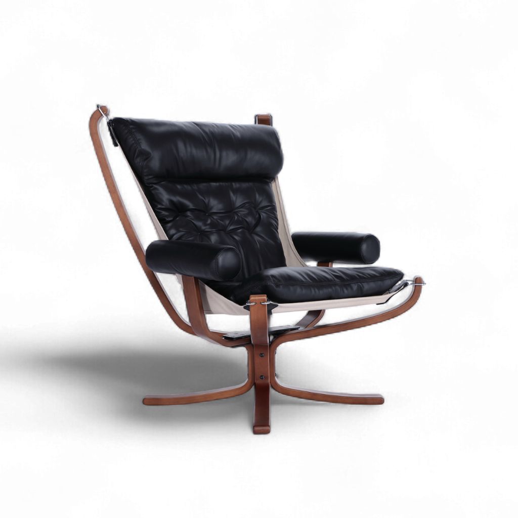 Falcon Armchair Wood Frame Oil-leather Black / ファルコンアーム