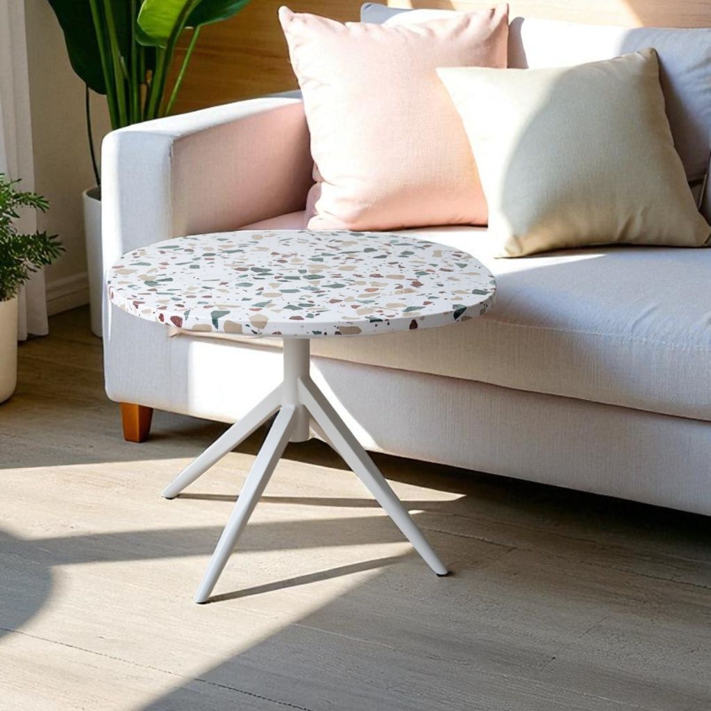 北欧風テラゾー柄ラウンドテーブル幅60 リビングテーブル 大理石柄（33） Terrazzo Coffee Table 60 / テラゾーコーヒーテーブル 60 – KuHoN