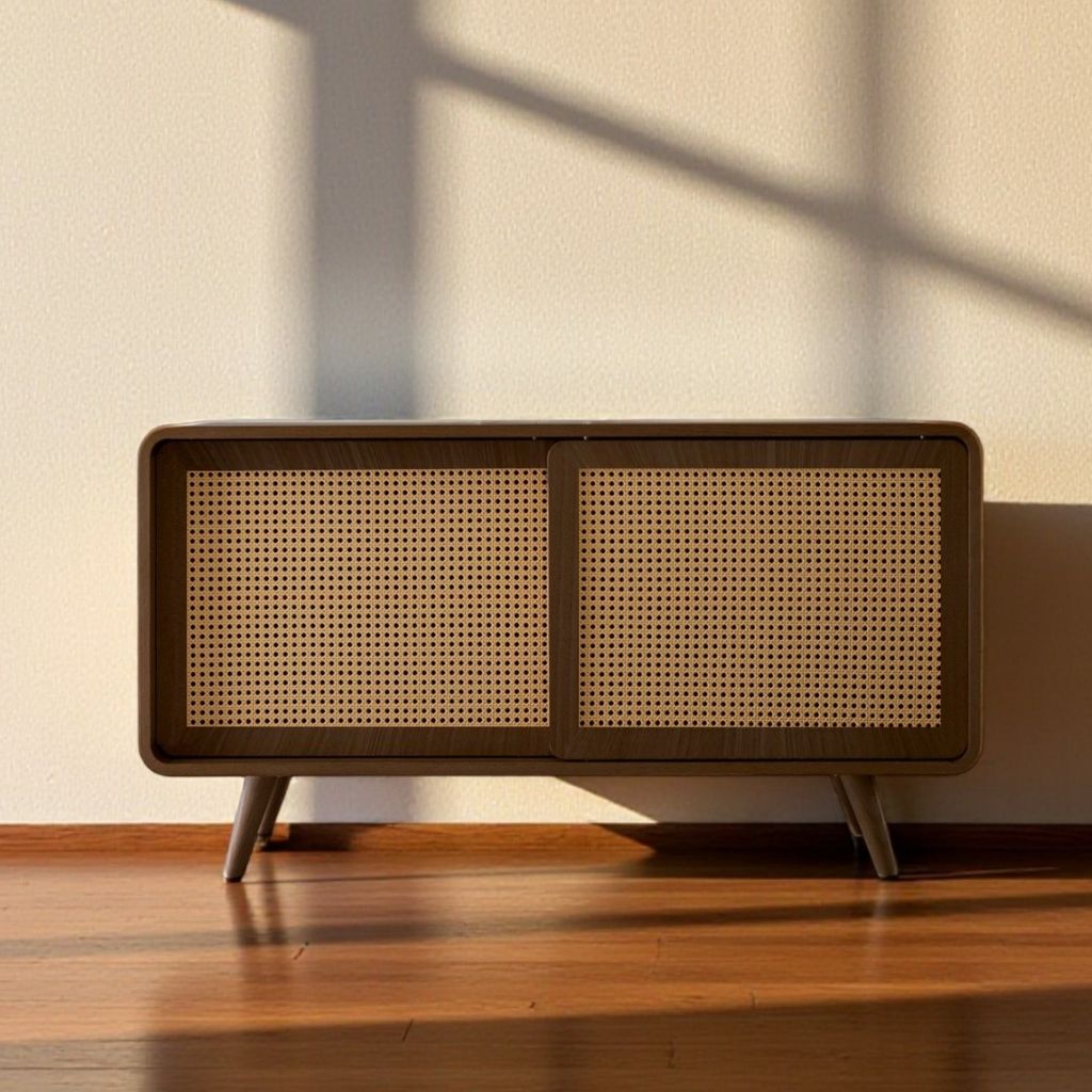 Rattan Cabinet Slide Door Brown / ラタンキャビネット 引き戸仕様