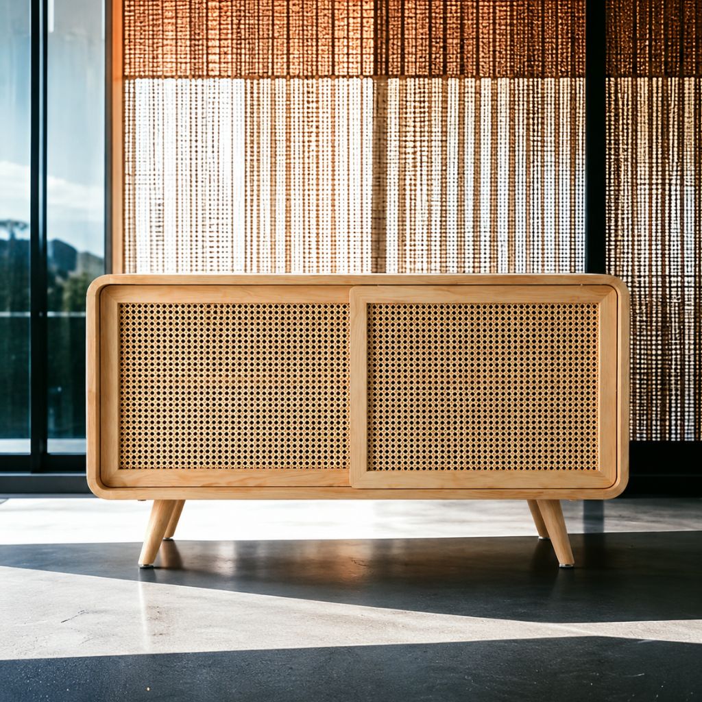 Rattan Cabinet Slide Door Natural / ラタンキャビネット 引き戸仕様