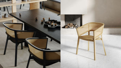 無垢材とラタンが奏でる調和 ― 空間を美しく引き立てる Bucket Rattan Chair