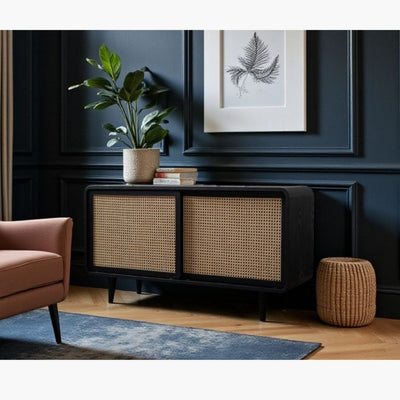 Rattan Cabinet Slide Door Black / ラタンキャビネット 引き戸仕様 ブラック