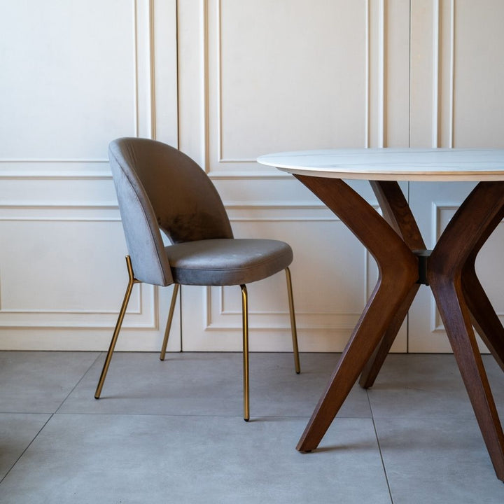 ダークグレー スワベルダイニングチェア Petal Dining Chair (Gold Frame) Dark Gray / ペタルダイニングチェア