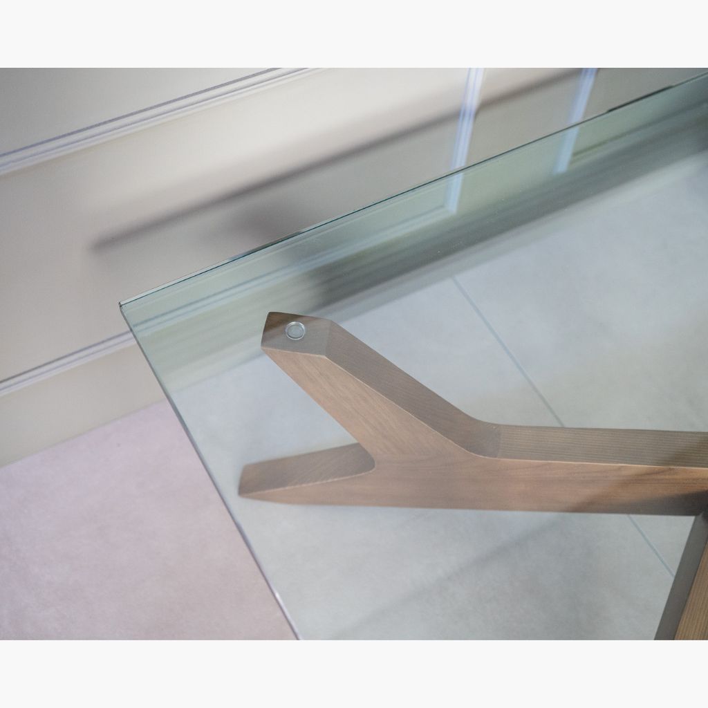 Cross Coffee Table Brown Glass-Top / クロスコーヒーテーブル
