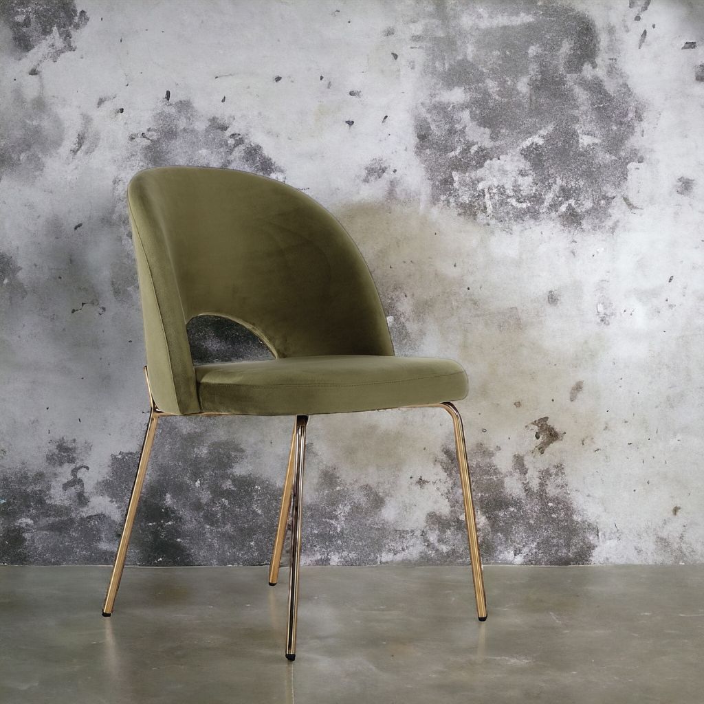 Petal Dining Chair (Gold Frame) Olive Green / ペタルダイニングチェア（ゴールドフレーム） オリ –  KuHoN