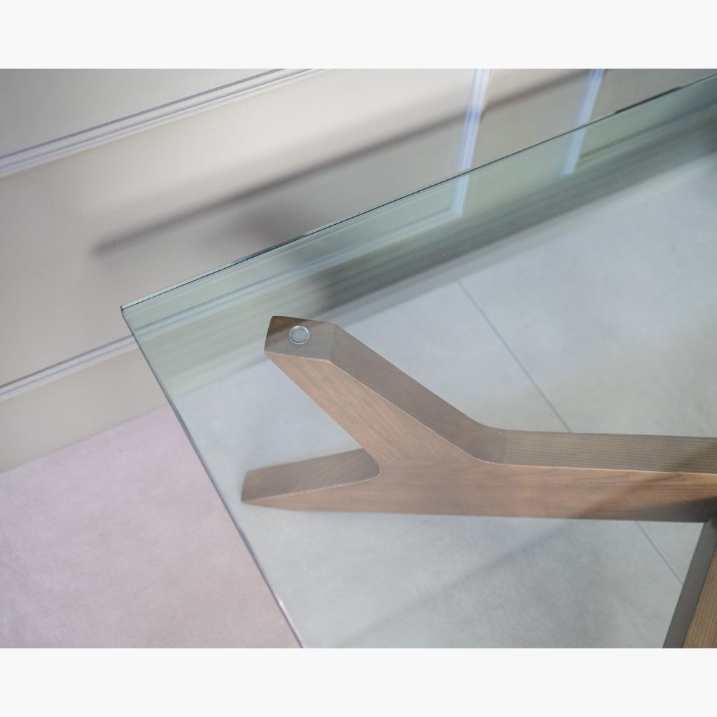 【Outlet】Cross Coffee Table Brown Glass-Top / 【アウトレット】クロスコーヒーテーブル ブラウン ガラス天板