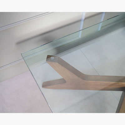 【Outlet】Cross Coffee Table Brown Glass-Top / 【アウトレット】クロスコーヒーテーブル ブラウン ガラス天板