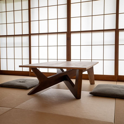 Cross Coffee Table Wood-Top Brown  / クロスコーヒーテーブル 木製天板 ブラウン