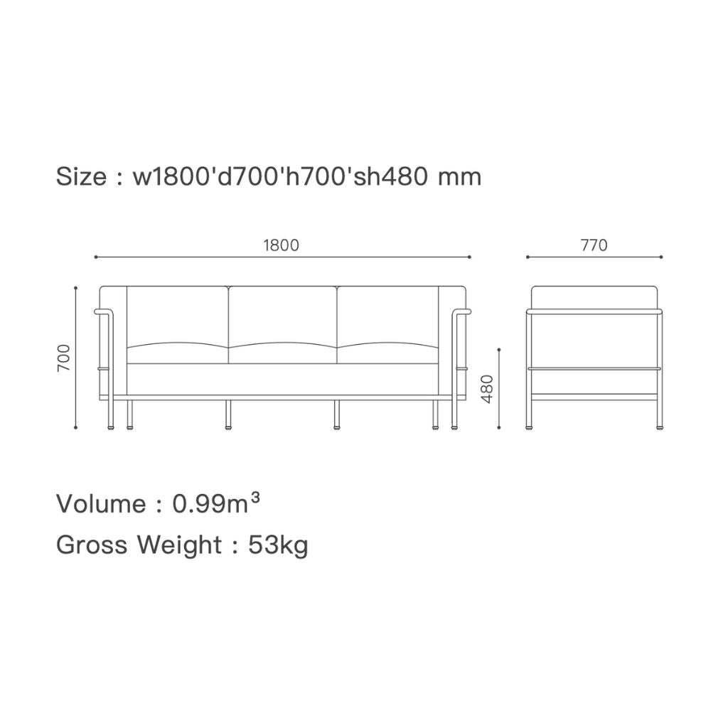 LC2 3Seats Sofa Oil-Leather Tan / LC2 トリプルソファ オイルレザー タン色 ル・コルビュジエ