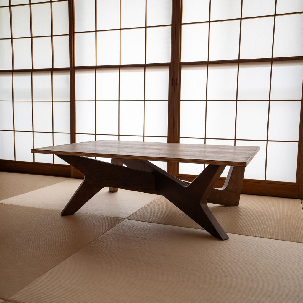 Cross Coffee Table Wood-Top Brown  / クロスコーヒーテーブル 木製天板 ブラウン