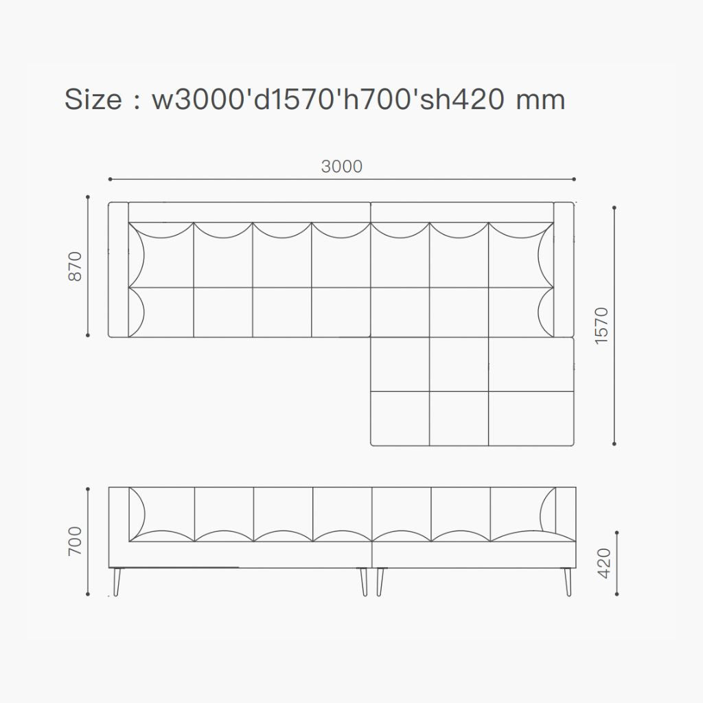 ORTO CHAISE-LONG SOFA Dark Gray KEBE / オルトチェイスロングソファ ダークグレー色 ケベ