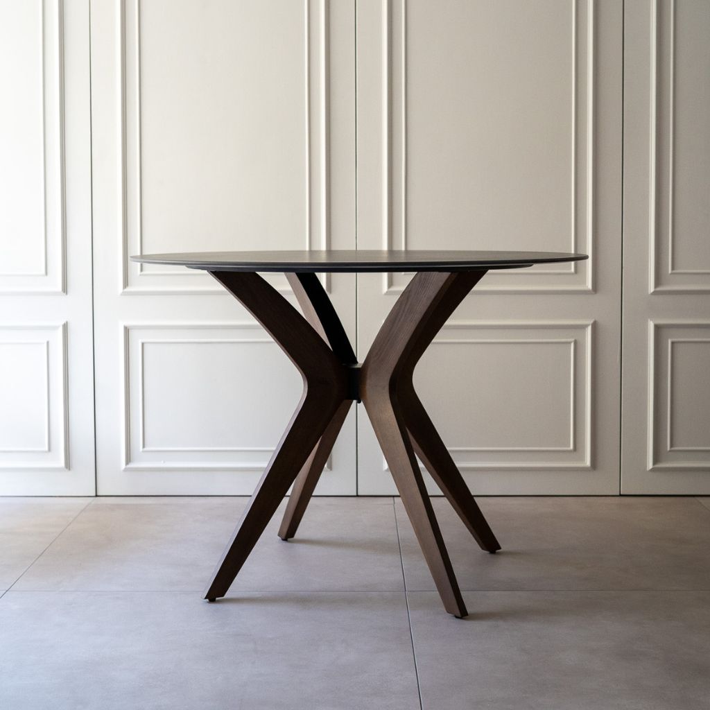 Marble Round Table Black (Brown Wood) / マーブルラウンドテーブル ブラック （ブラウンウッド）