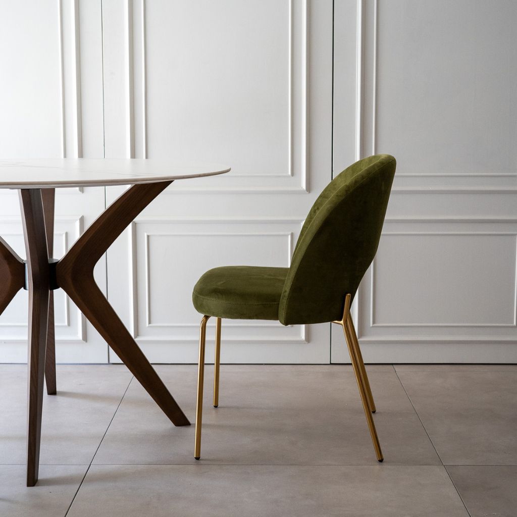 Petal Dining Chair (Gold Frame) Olive Green / ペタルダイニングチェア（ゴールドフレーム） オリーブグリーン色