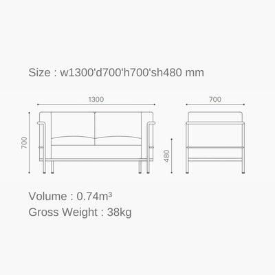 LC2 2 Seats Sofa Oil-Leather Tan / LC2 ダブルソファ オイルレザー タン色 ル・コルビュジエ