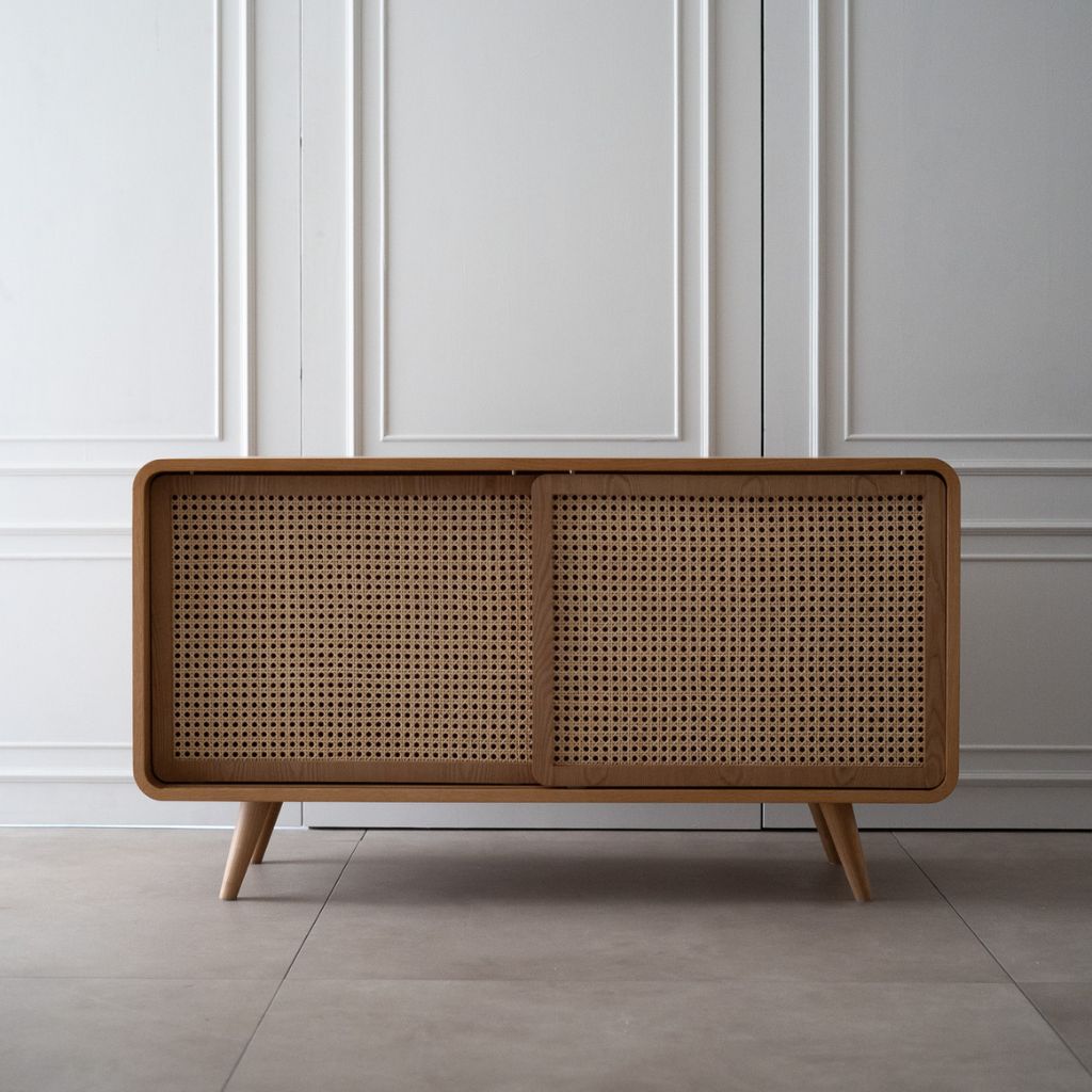 【Sample】Rattan Cabinet Slide Door Natural / 【サンプル品】ラタンキャビネット 引き戸仕様 ナチュラル