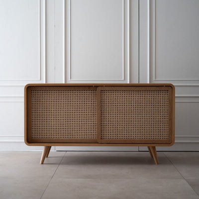 【Sample】Rattan Cabinet Slide Door Natural / 【サンプル品】ラタンキャビネット 引き戸仕様 ナチュラル
