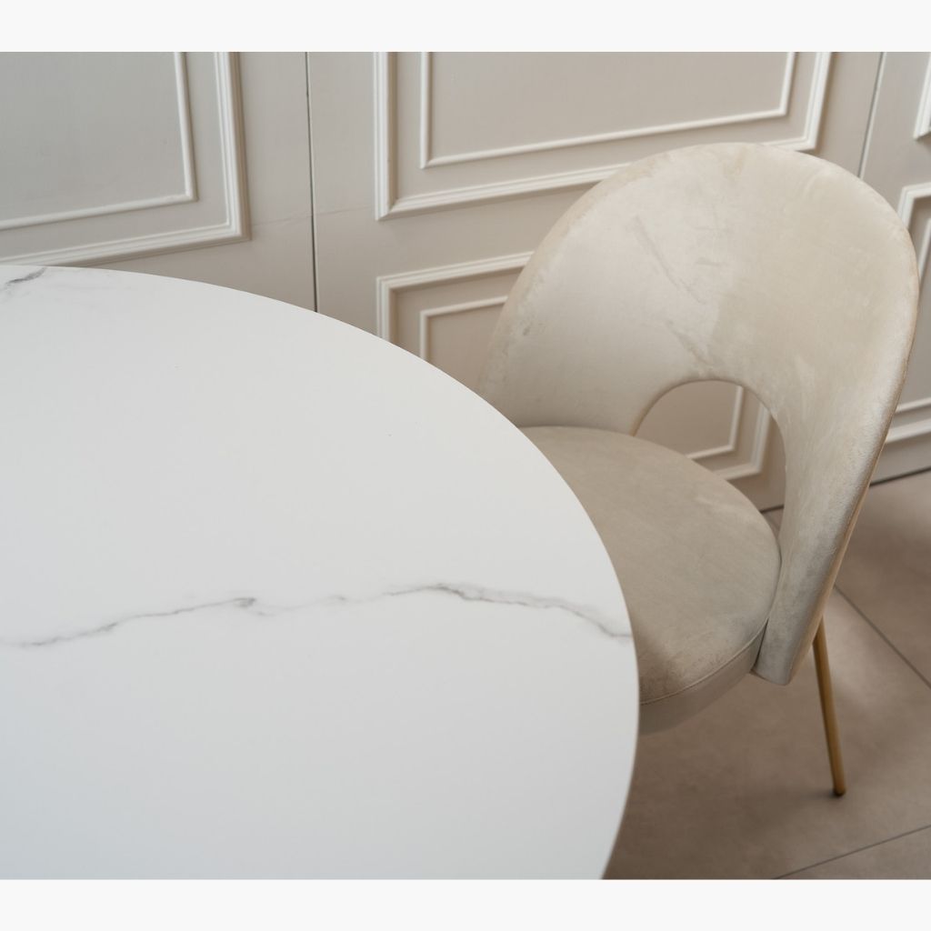 Marble Round Table White (Natural Wood) / マーブルラウンドテーブル