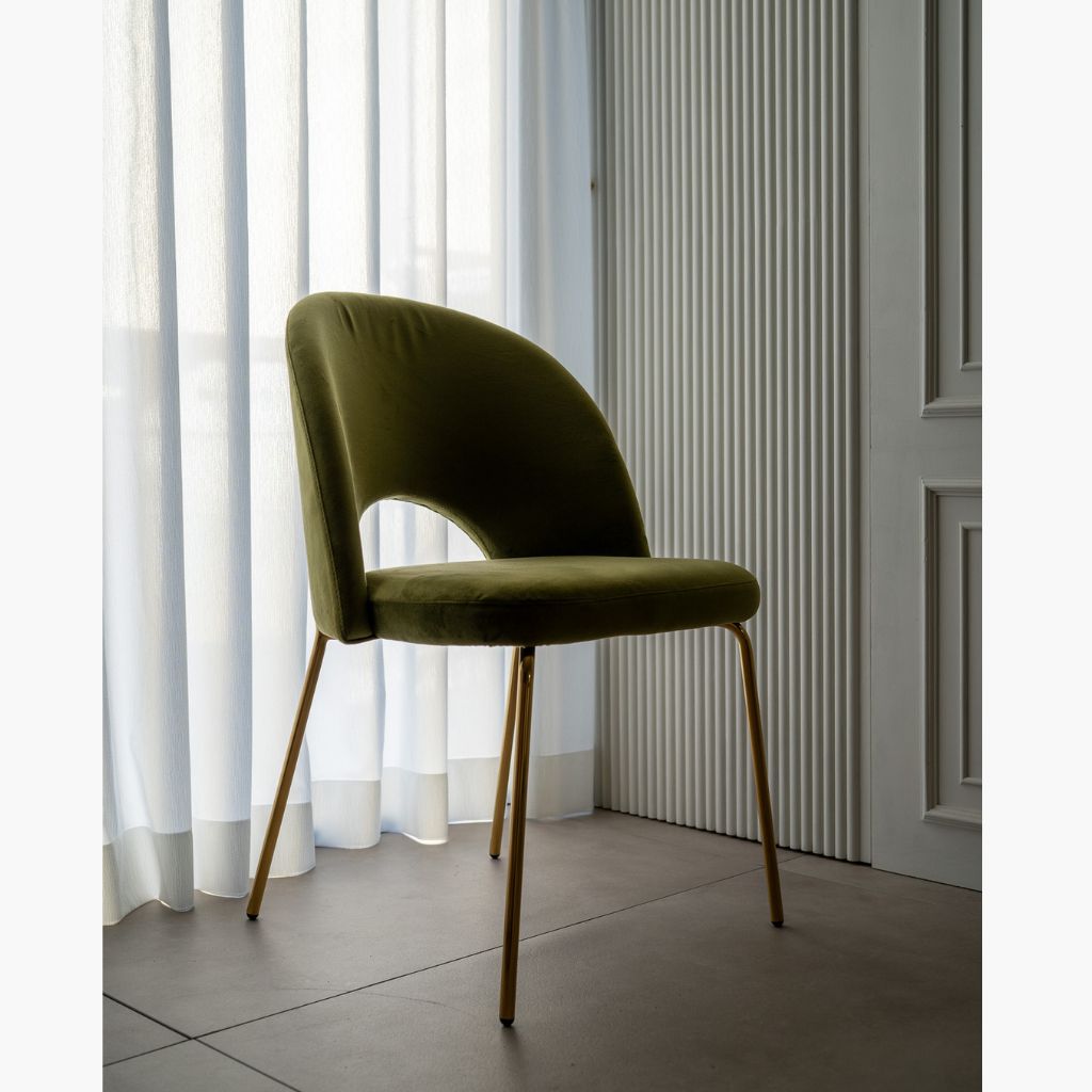 Petal Dining Chair (Gold Frame) Olive Green / ペタルダイニングチェア（ゴールドフレーム） オリーブグリーン色