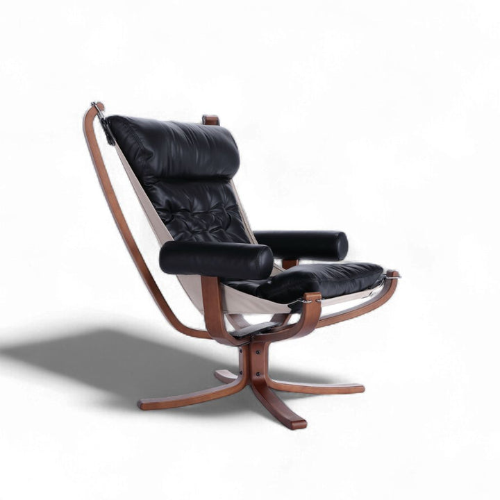 Falcon Armchair Wood Frame Oil-leather Black / ファルコンアーム