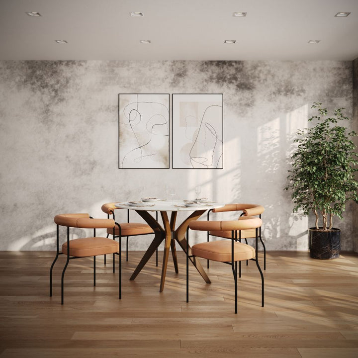 Center Arm Chair Brown 2pcs / センターアームチェア ブラウン 2脚