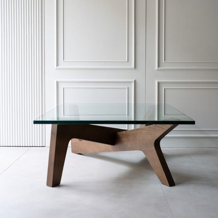 Cross Coffee Table Brown Glass-Top / クロスコーヒーテーブル