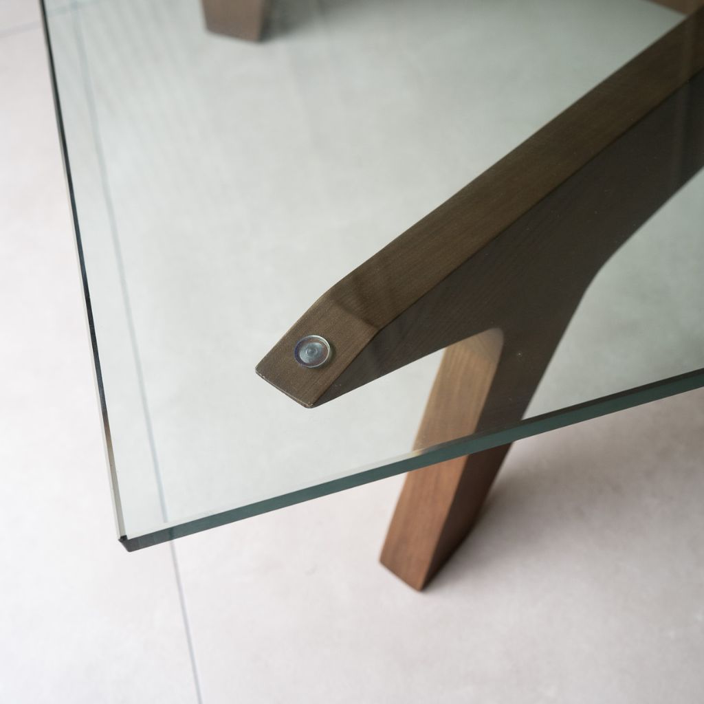 【Outlet】Cross Coffee Table Brown Glass-Top / 【アウトレット】クロスコーヒーテーブル ブラウン ガラス天板