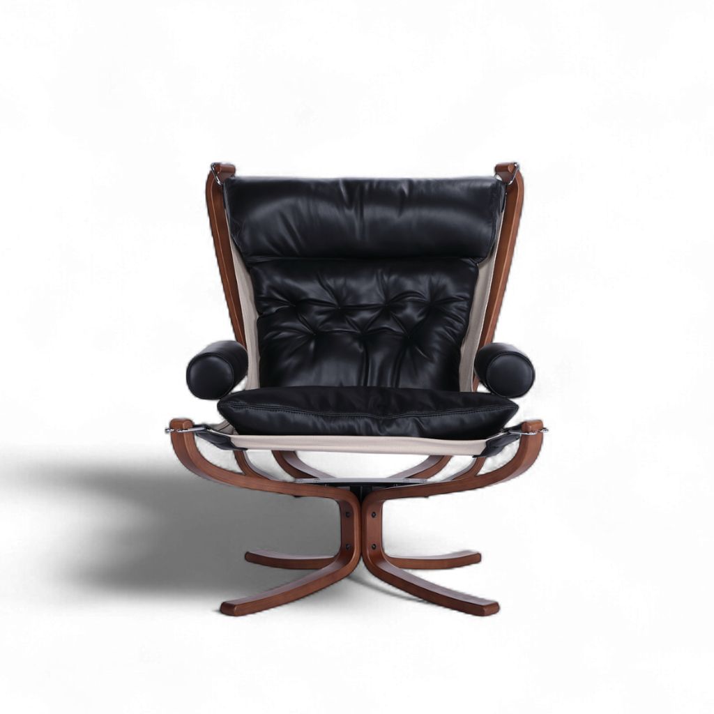 Falcon Armchair Wood Frame Oil-leather Black / ファルコンアーム