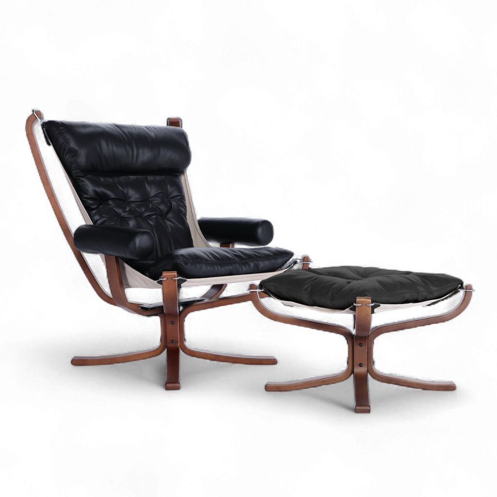 Falcon Armchair Wood Frame Black Set / ファルコンアームチェア ウッドフレーム ブラック オイルレザー セット品