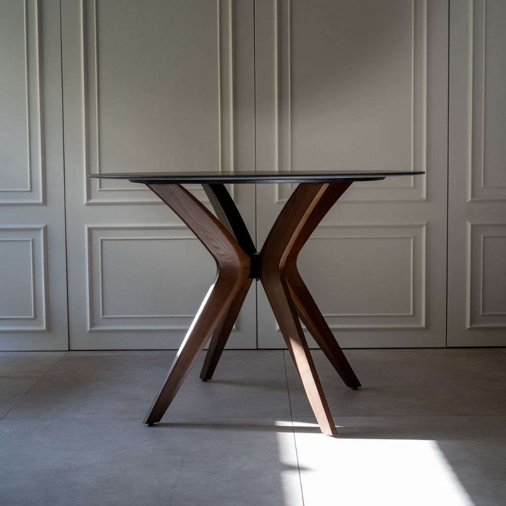 Marble Round Table Black (Brown Wood) / マーブルラウンドテーブル ブラック （ブラウンウッド）