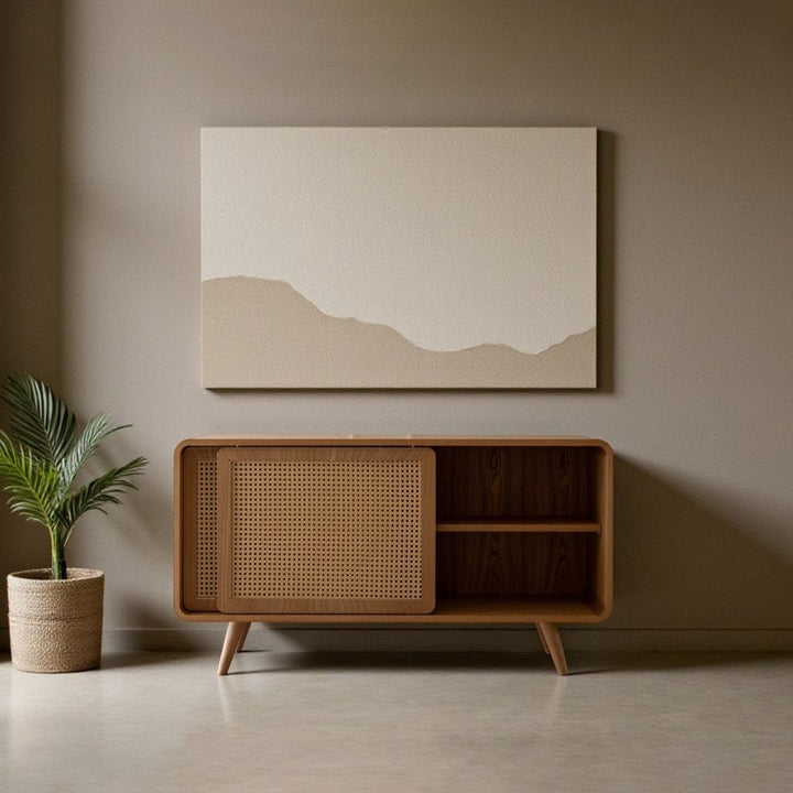 Rattan Cabinet Slide Door Natural / ラタンキャビネット 引き戸仕様