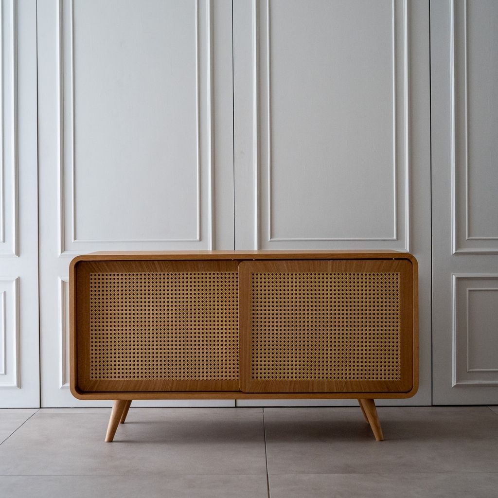 Rattan Cabinet Slide Door Natural / ラタンキャビネット 引き戸仕様