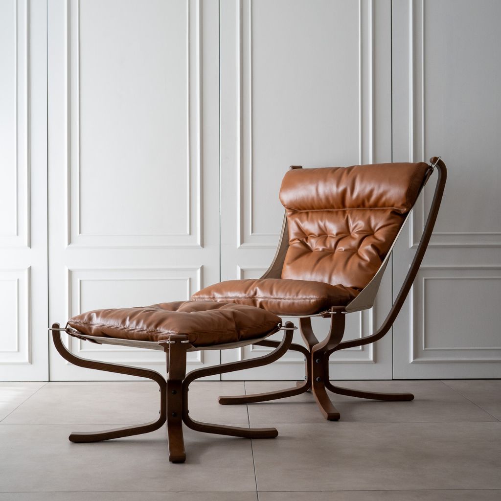 Falcon Chair Wood Frame Oil-Leather / ファルコンチェア ウッドフレーム オイルレザー – KuHoN