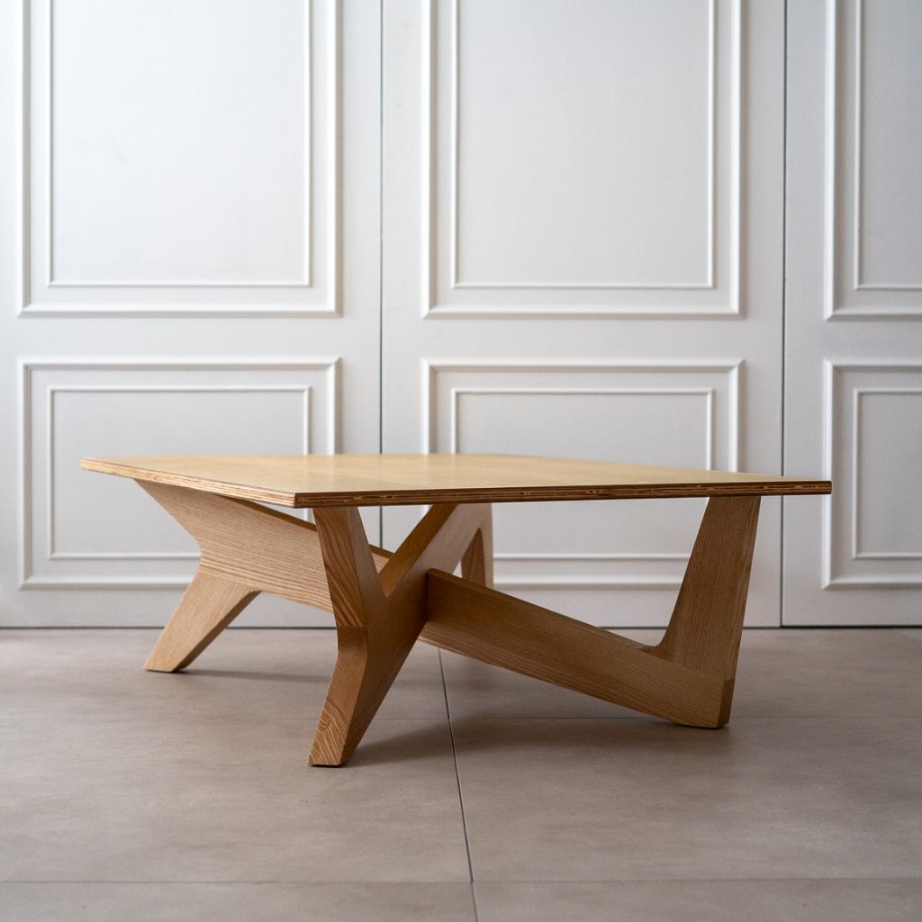 Cross Coffee Table Wood-Top Natural / クロスコーヒーテーブル 木製天板 ナチュラル