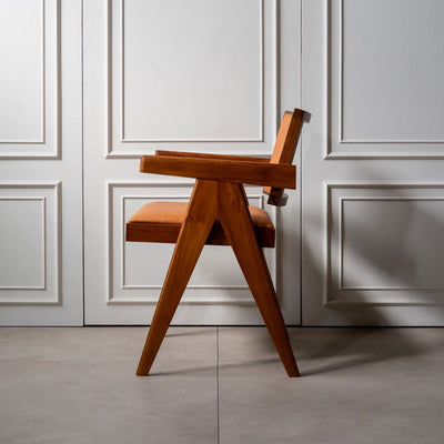 V-leg Office Chair Leather Brown / Vレッグオフィスチェア レザー ブラウン ピエール・ジャンヌレ