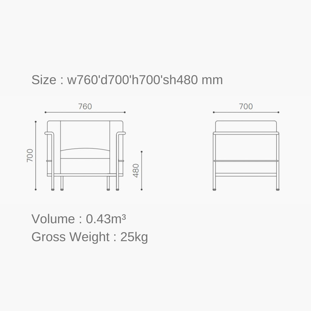 LC2 1 Seat Sofa Oil-Leather Tan / LC2 シングルソファ オイルレザー タン色 ル・コルビュジエ