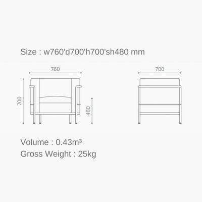 LC2 1 Seat Sofa Oil-Leather Tan / LC2 シングルソファ オイルレザー タン色 ル・コルビュジエ