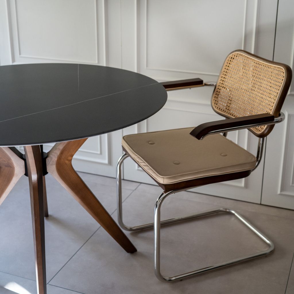 Marble Round Table Black (Brown Wood) / マーブルラウンドテーブル ブラック （ブラウンウッド）