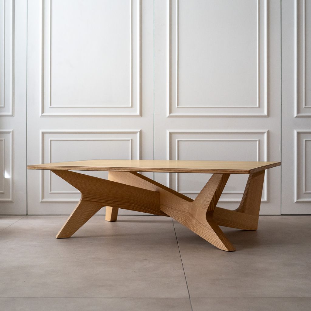 Cross Coffee Table Wood-Top Natural / クロスコーヒーテーブル 木製 