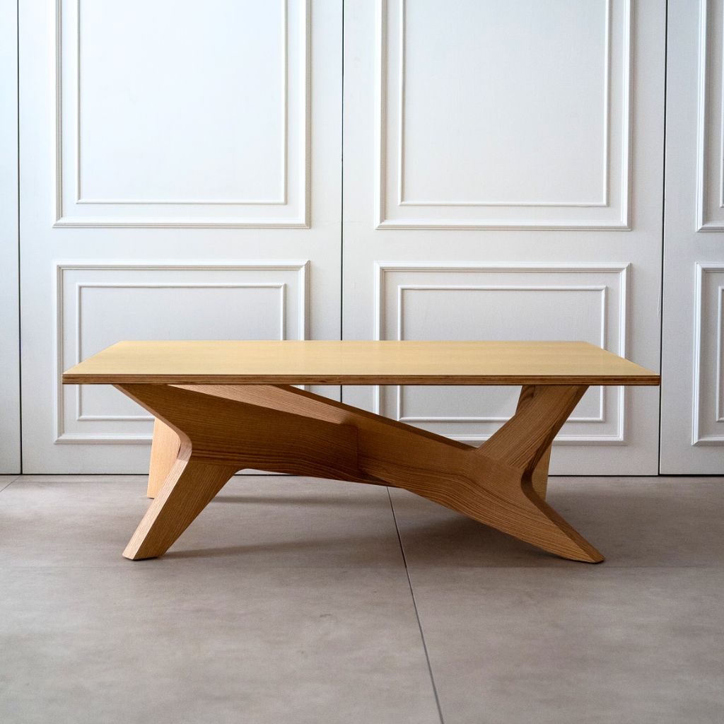 Cross Coffee Table Wood-Top Natural / クロスコーヒーテーブル 木製天板 ナチュラル