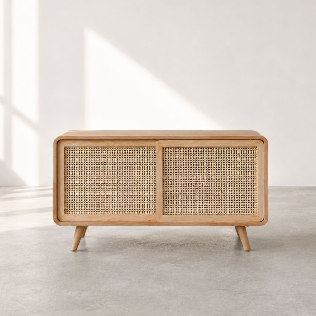Rattan Cabinet Slide Door Natural / ラタンキャビネット 引き戸仕様