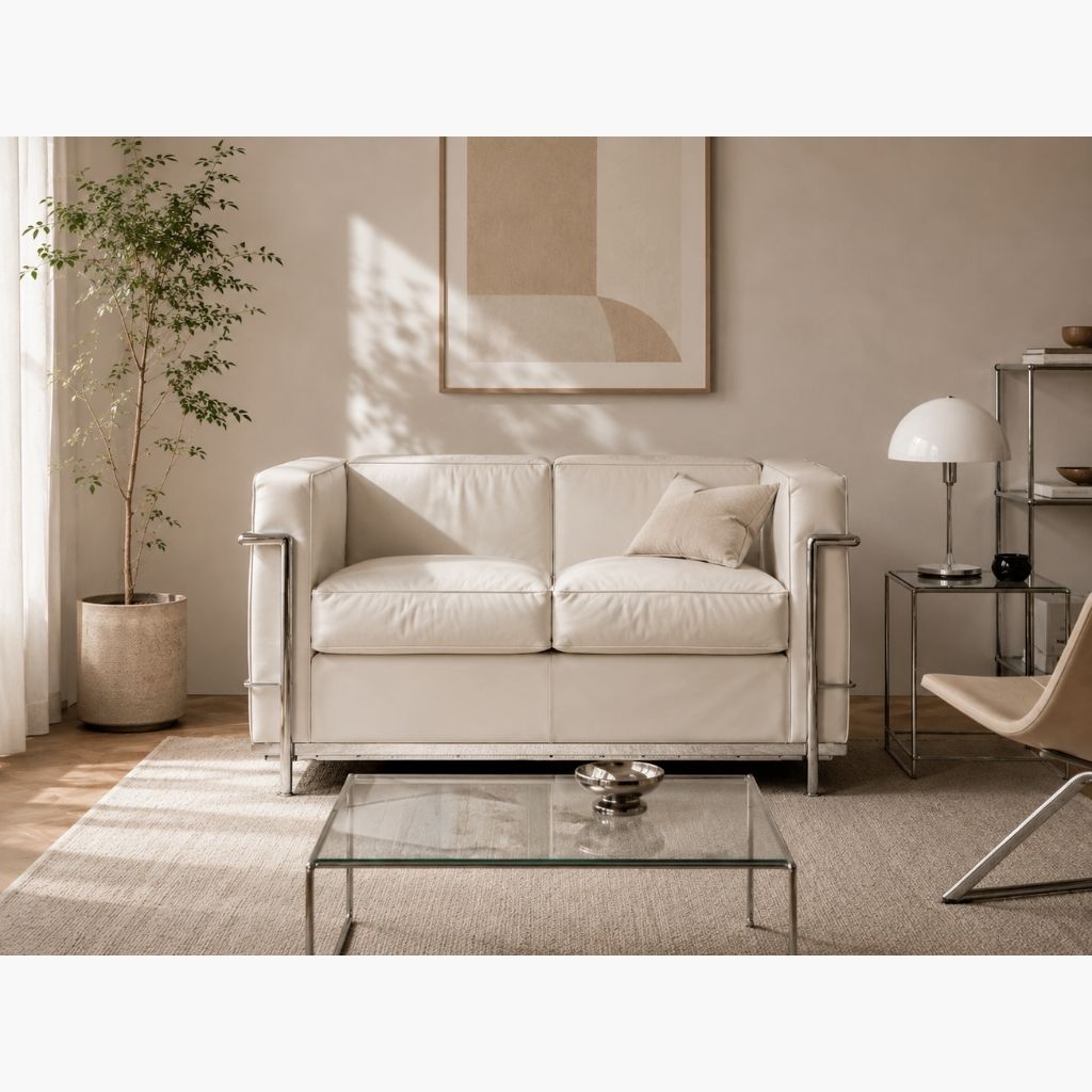 IDC大塚家具 ル・コルビュジエ LC2 リプロダクト 1Pソファ ホワイト B IDC大塚家具 ル・コルビュジエ LC2 リプロダクト 1Pソファ ホワイト B