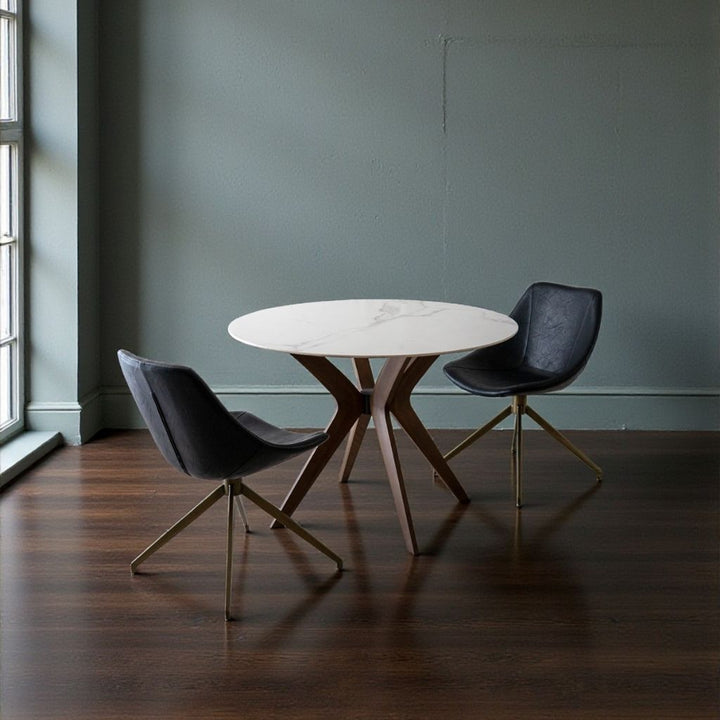 Marble Round Table White (Brown Wood) / マーブルラウンドテーブル