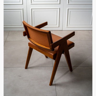 V-leg Office Chair Leather Brown / Vレッグオフィスチェア レザー ブラウン ピエール・ジャンヌレ