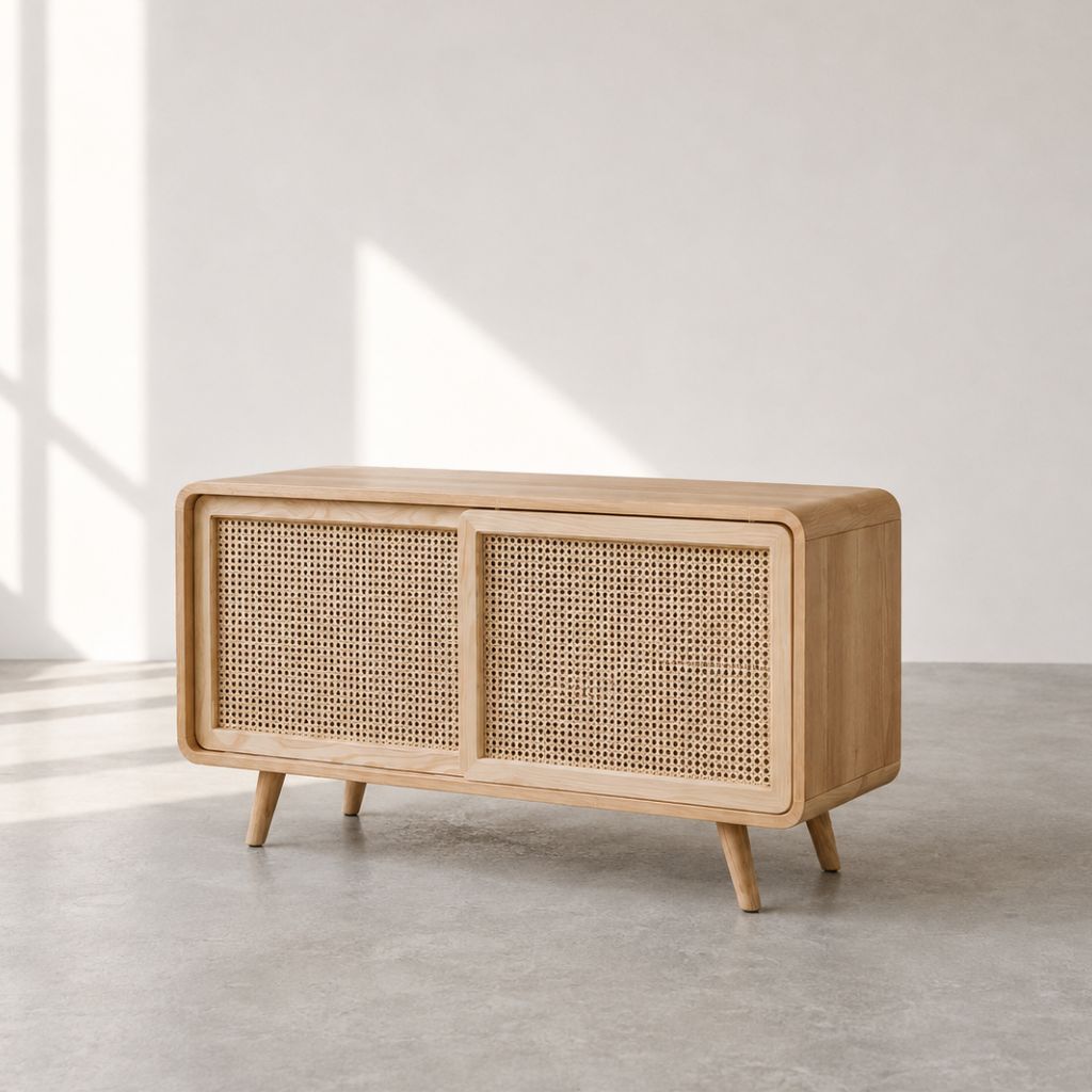 Rattan Cabinet Slide Door Natural / ラタンキャビネット 引き戸仕様