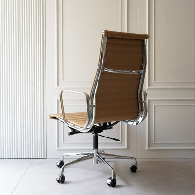 Executive flat chair high Brown / エグゼクティブ フラットチェア ハイ ブラウン 鏡面仕上げ アルミナムチェア