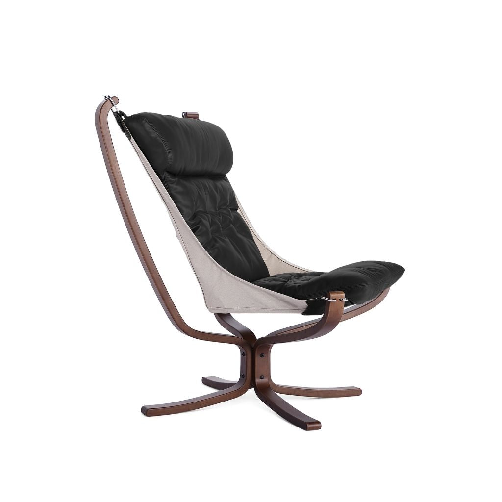 ファルコンチェア　スチール 本革　黒レザー　リプロダクト Falcon Chair Wood Frame Oil-leather Black / ファルコンチェア