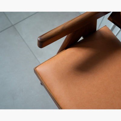 V-leg Office Chair Leather Brown / Vレッグオフィスチェア レザー ブラウン ピエール・ジャンヌレ