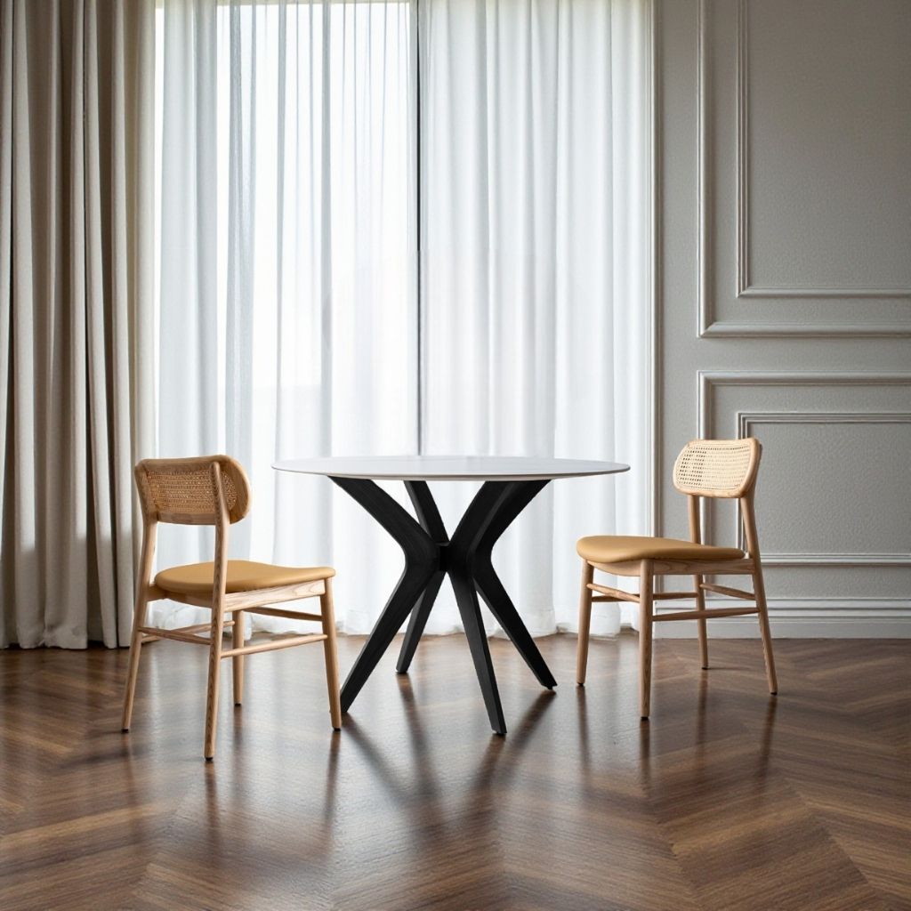 Marble Round Table White (Black Wood) / マーブルラウンドテーブル ホワイト（ブラックウッド）