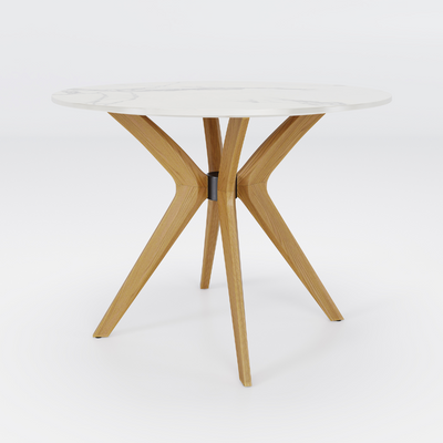 Marble Round Table White (Natural Wood) / マーブルラウンドテーブル ホワイト（ナチュラルウッド）