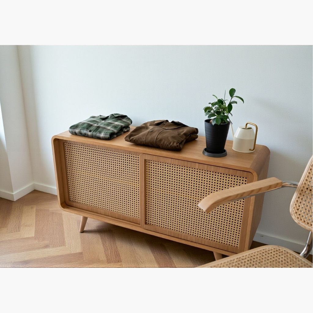 Rattan Cabinet Slide Door Natural / ラタンキャビネット 引き戸仕様 ナチュラル